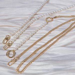 Elegant Faux Artificial Pearl Alloy Metal Bag Strap Chain Replacement Detachable Shoulder Strap For Handbags Crossbody Bags Women Accessories