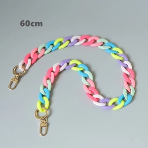 Detailed 60cm colorful acrylic resin chain with candy colors and gold metal clasps