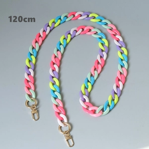 Detail of 120cm colorful acrylic resin phone chain with gold lobster clasp and links