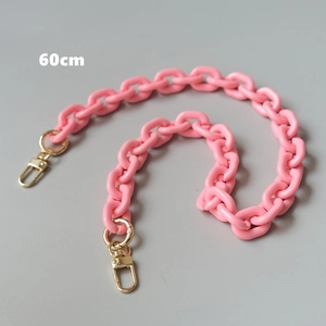 Detaillierte 60cm pinke Harzkette mit goldenen Metallwirbeln für Umhängetaschen