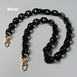 85cm schwarze klobige Acrylkette mit goldenen Metallkarabinern für Handtaschen