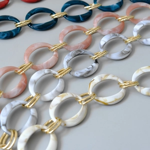 Acrylic thick chain bag straps with gold metal links in various marble and solid colors