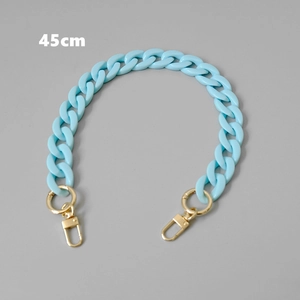 Detailed 45cm sky blue acrylic fishbone chunky chain with gold lobster clasps for bags