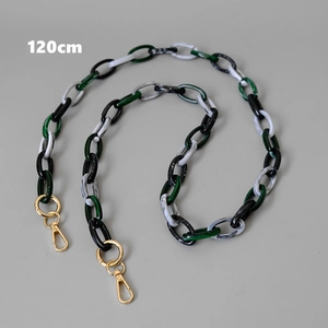 120cm marble resin bag strap chain with gold lobster clasps and tricolor link detail