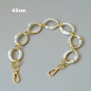 43cm retro resin marble texture and gold metal chain link strap with lobster clasps