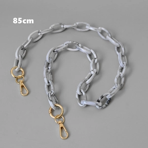 Detail of 85cm marble texture acrylic bag chain with golden spring rotating clasps
