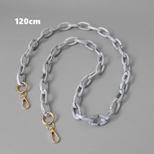 Detailed 120cm marble pattern acrylic bag chain with gold rotating metal buckles