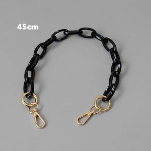Detail of 45cm black marble acrylic bag chain with gold spring lobster clasps