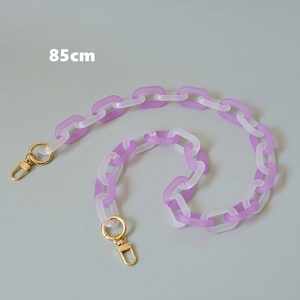 Catena per borsa da 85cm in acrilico viola e bianco satinato con chiusure dorate in metallo