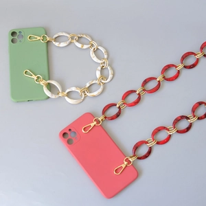 Chic marble texture resin chain straps for handbags and phones with gold lobster clasps