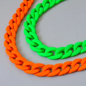 Massive Acrylharz-Kette in Neon-Orange und Grün mit matter Oberfläche für Taschen