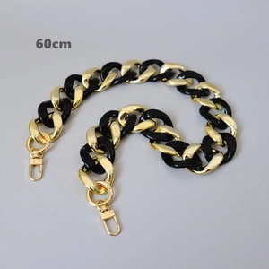 60cm schwarze Acryl- und Gold-Metallkette für Taschen mit stabilen Karabinerhaken