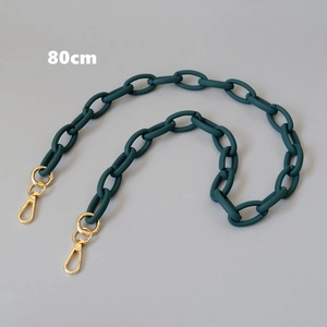 Detailed 80cm teal acrylic bag chain with golden metal lobster clasps for handbags