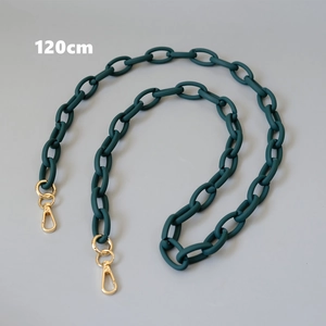 Detailed 120cm dark green resin bag chain with gold swivel lobster clasps and matte finish