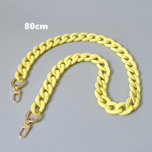 Detaillierte 80cm gelbe matte Acryl-Taschenkette mit goldenen Metall-Federverschlüssen