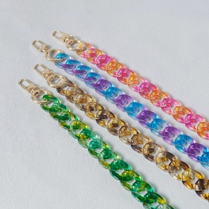 Colorful acrylic fishbone chains with golden lobster clasps for bags and phones