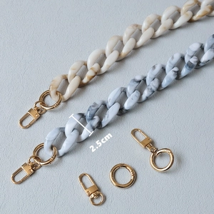 Fashion acrylic handbag chain straps with beige and grey marble texture, 2.5cm width