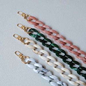 Fashion Candy Color Acrylic Marble Pattern Bag Chain Strap Chunky Resin Shoulder Replacement Strap With Gold Metal Clasp For Women Handbag Accessories