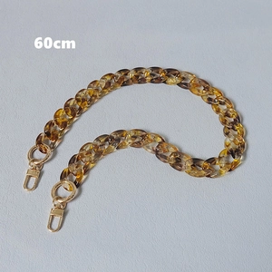 Detailed 60cm amber tortoiseshell acrylic chain strap with gold lobster clasps