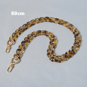 80cm amber tortoiseshell acrylic chain strap with gold lobster clasps for bags