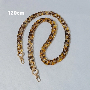 Detailed 120cm amber resin chain with gold metal clasps for crossbody bag strap