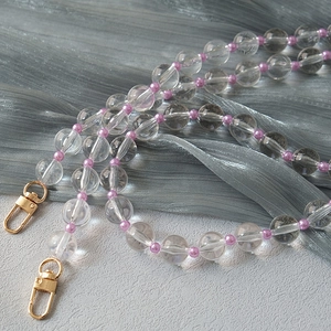 Acrylic Beaded Bag Strap Transparent Resin Chain With Golden Metal Clasp Crossbody Phone Lanyard For Women Accessories