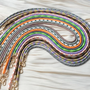 Colorful bohemian braided crossbody phone straps with gold lobster clasps and patterns