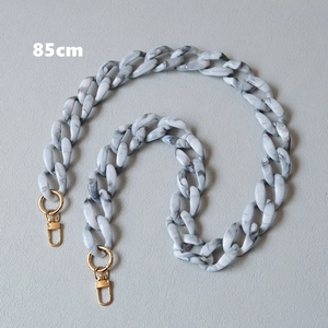 Detailed 85cm acrylic bag chain with white marble texture and gold metal lobster clasps