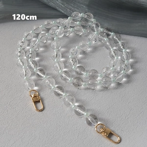 Detail of 120cm acrylic bead strap with transparent pumpkin beads and lobster clasps