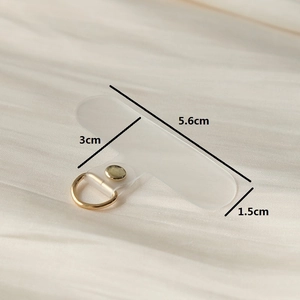 Universal frosted TPU phone lanyard tether tab with golden D-ring and dimensions
