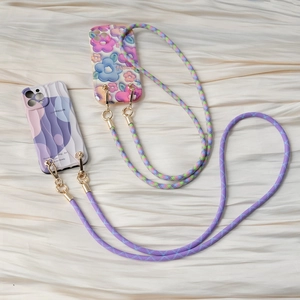 Adjustable Universal Braided Phone Lanyard Crossbody Strap With Metal Clasp Fashion Polyester Multi Pattern Hanging Rope