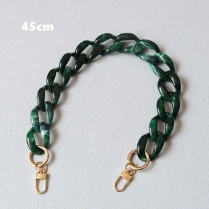 Detail of 45cm dark green marble acrylic chain strap with gold lobster clasps