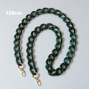 Detailed 120cm dark green resin chain strap with gold swivel clasps for handbags