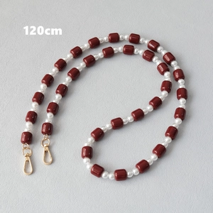 120cm candy colored acrylic bead chain with red barrel beads and white pearls