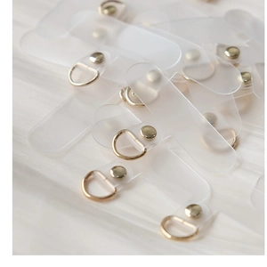 Universal frosted TPU phone lanyard tether tab with golden D-ring connector pad