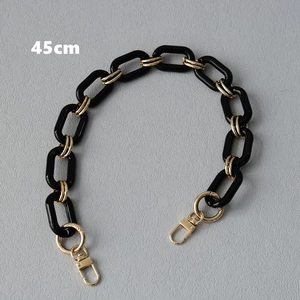Bandoulière de 45 cm en résine noire et métal doré avec mousquetons pour sacs à main