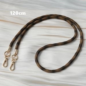 Close-up of 120cm woven crossbody strap with high-quality gold metal lobster clasps