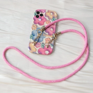 Fashion Braided Mobile Phone Lanyard Strap With Golden Metal Buckles Multicolor Crossbody Phone Chain For Women Daily Use
