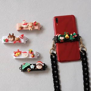 Christmas Cartoon Retractable Phone Grip Holder Acrylic 3D Santa Snowman Reindeer Pattern Mobile Phone Back Clip Decoration Women Gift