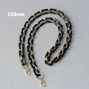 Detail of 120cm black marble resin and gold metal chain strap with lobster clasps