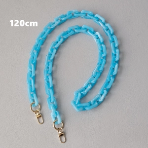 Sky blue marble acrylic replacement chain 120cm with golden metal lobster clasps