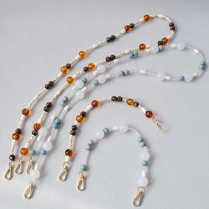 Bohemian Acrylic Beaded Bag Strap Colorful Marble Pattern Crossbody Phone Chain Resin Bead Shoulder Strap Replacement For Handbag