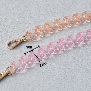 Colorful resin fishbone chain straps in pink and amber for bags and phones