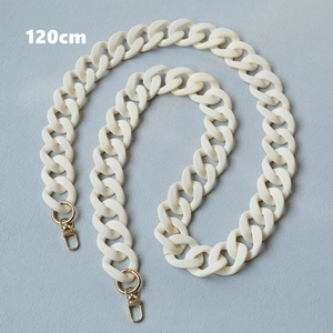 Detail of 120cm cream acrylic bag chain with gold rotating clasps and matte finish