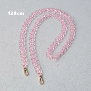 Pink transparent acrylic fishbone chain strap 120cm with golden lobster clasps