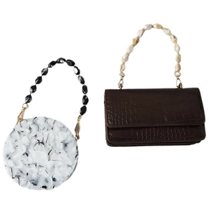 Borse con manico in perle acriliche, texture marmorizzata e design a coccodrillo