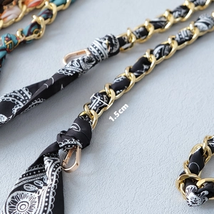 Fashionable 1.5cm scarf woven chain strap with gold metal link for luxury handbags
