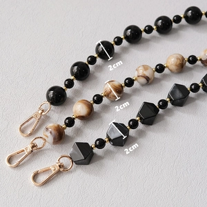 Chic 2cm acrylic beaded strap collection with black marble and geometric resin beads