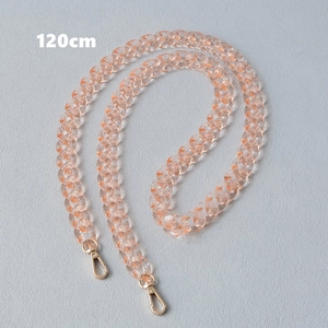 120cm orange pink translucent acrylic fishbone chain with gold lobster clasps