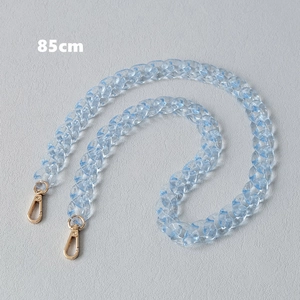 85cm light blue transparent acrylic fishbone chain with golden metal lobster clasps
